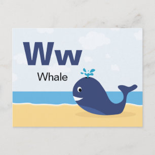 W is for Whale - Alphabet Flash Card