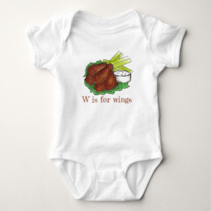 W is for Wings BBQ Buffalo Chicken Wing Alphabet Baby Bodysuit