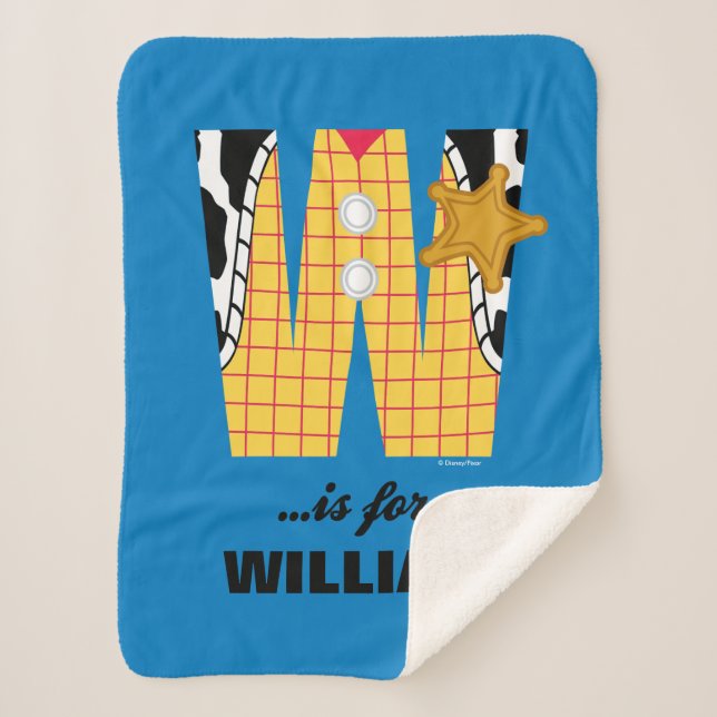 W is for Woody | Add Your Name Sherpa Blanket (Front)