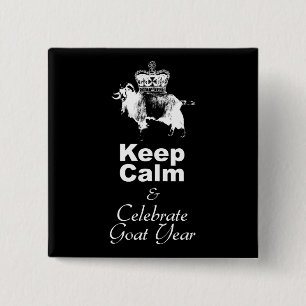 W Keep Calm Celebrate Goat Year Black Button