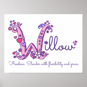 W monogram art Willow girls nom signifiant affiche