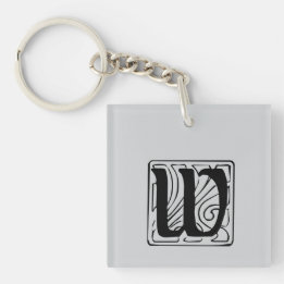 W Monogram black Keychain