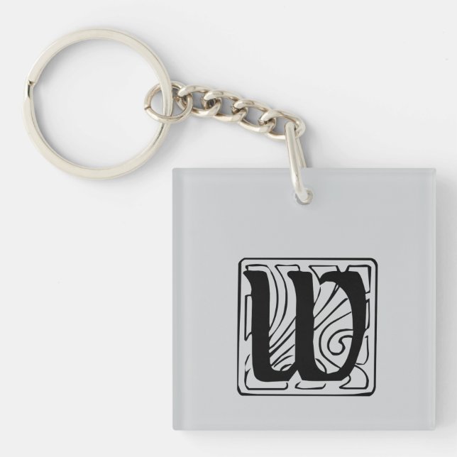 W Monogram black Keychain (Front)