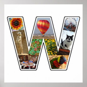 W Monogram Create Your Own 9 Custom Photo Collage Poster