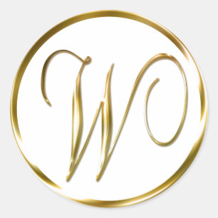 W Monogram Faux Gold Envelope Or Favour Seal