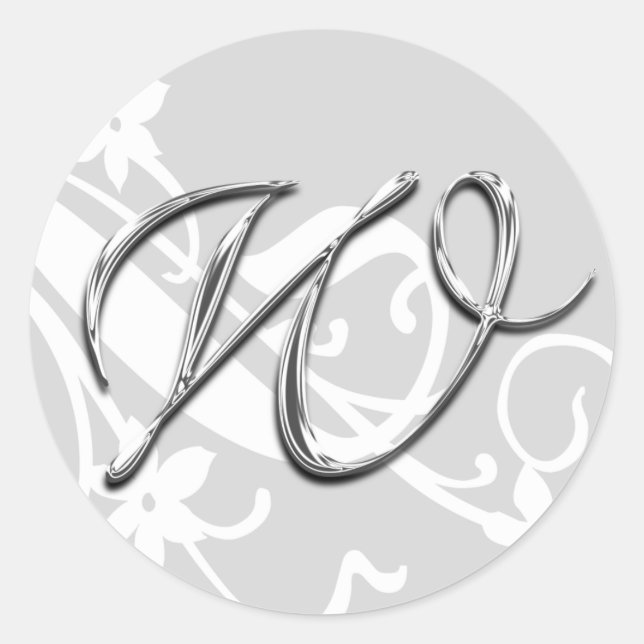 W Monogram Letter Wedding Envelope Seal Sticker (Front)