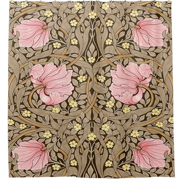 W Morris Pimpernel Pattern in Pink & Sepia (Front)
