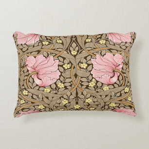 W Morris Pimpernel Pattern in Pink & Sepia Accent Pillow