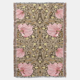W Morris Pimpernel Pattern in Pink & Sepia Throw Blanket