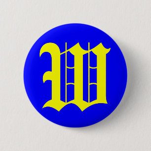 W - OLD ENGLISH 2 INCH ROUND BUTTON