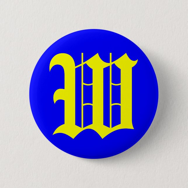 W - OLD ENGLISH 2 INCH ROUND BUTTON (Front)