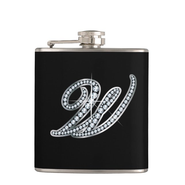 W Script "Diamond Bling" Flask (Front)