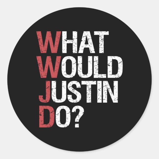 W Would Justin Do Wwjd Classic Round Sticker (Front)