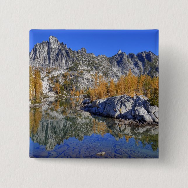 WA, Alpine Lakes Wilderness, Enchantment 7 2 Inch Square Button (Front)
