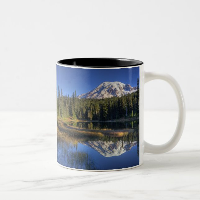 WA, Mt. Rainier National Park, Mt. Rainier Two-Tone Coffee Mug (Right)