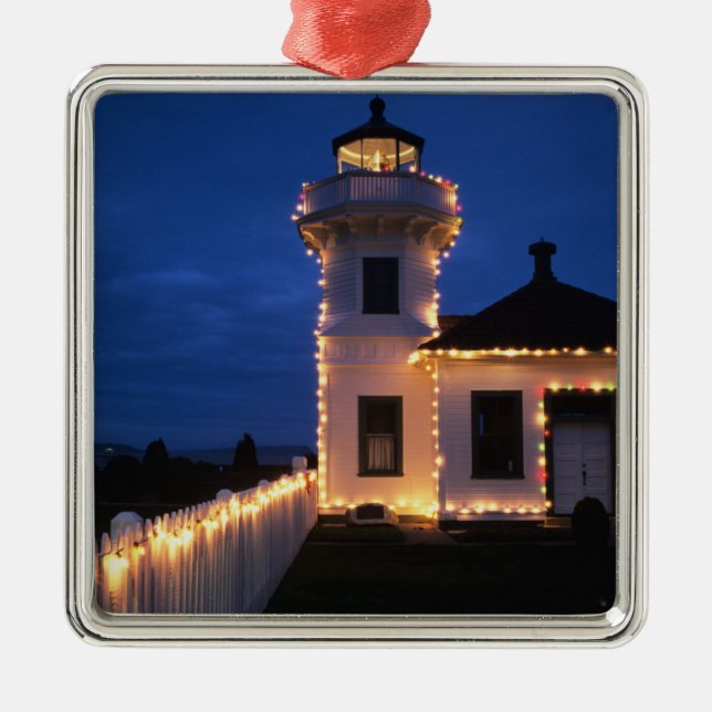 WA, Mukilteo, Mukilteo Lighthouse, established 2 Metal Ornament (Front)