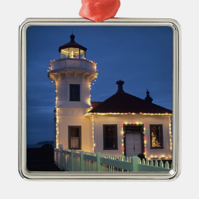 WA, Mukilteo, Mukilteo Lighthouse, established Metal Ornament (Front)