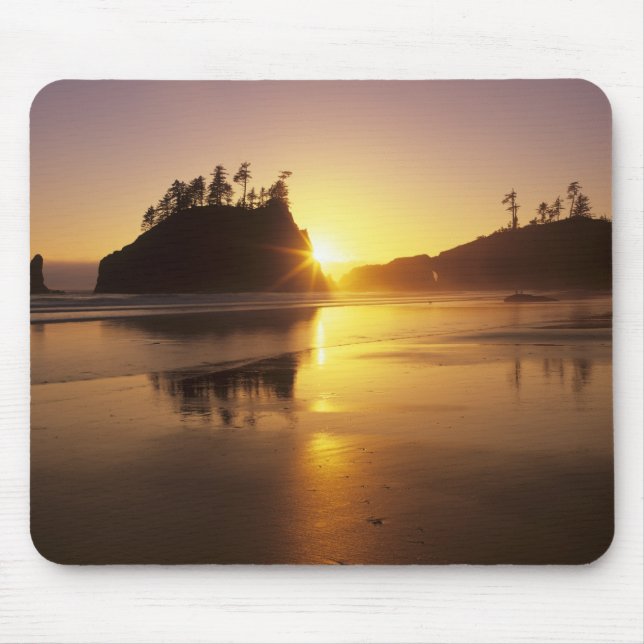 WA, Olympic NP, Second Beach at sunset Mouse Pad (Front)
