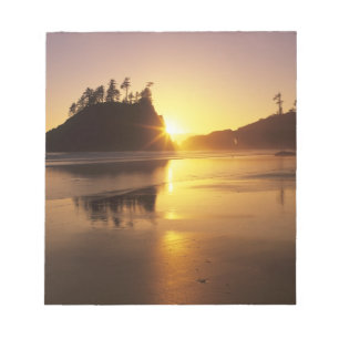 WA, Olympic NP, Second Beach at sunset Notepad