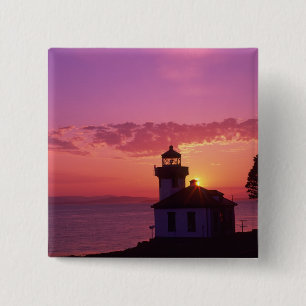 WA, San Juan Island, Lime Kiln Lighthouse, 1919, 2 Inch Square Button
