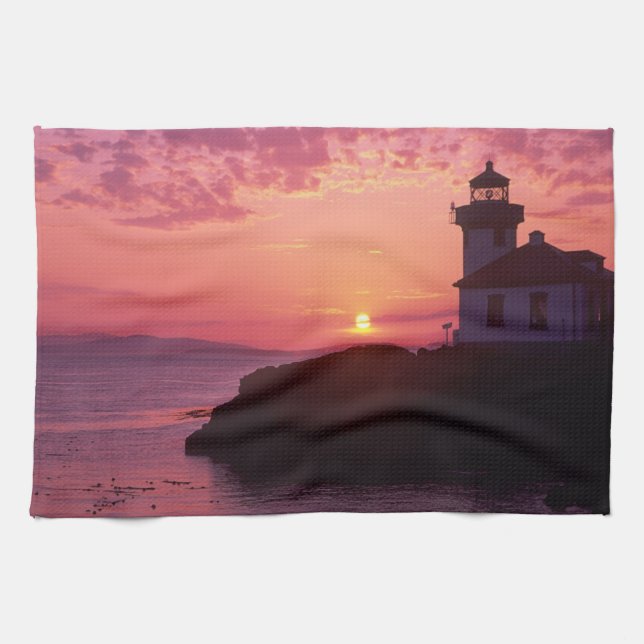WA, San Juan Island, Lime Kiln Lighthouse, 1919, Kitchen Towel (Horizontal)