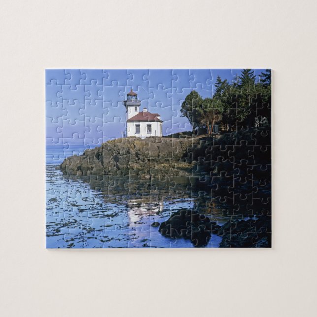 WA, San Juan Island, Lime Kiln lighthouse Jigsaw Puzzle (Horizontal)