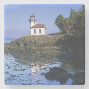 WA, San Juan Island, Lime Kiln lighthouse Stone Coaster