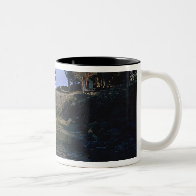 WA, San Juan Island, Lime Kiln lighthouse Two-Tone Coffee Mug (Right)