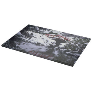 WA, Seattle, Moon bridge and pond after winter 2 Cutting Board