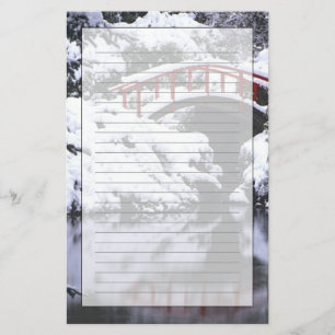 WA, Seattle, Moon bridge and pond after winter 2 Stationery