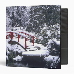 WA, Seattle, Moon bridge and pond after winter Binder