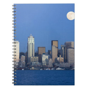 WA, Seattle, Seattle skyline and Elliott Bay 2 Notebook