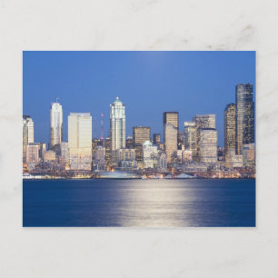 WA, Seattle, Seattle skyline and Elliott Bay, 2 Postcard