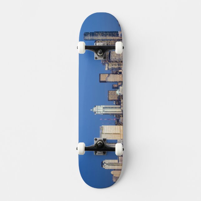 WA, Seattle, Seattle skyline and Elliott Bay 3 Skateboard (Front)