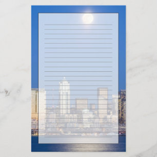 WA, Seattle, Seattle skyline and Elliott Bay 3 Stationery