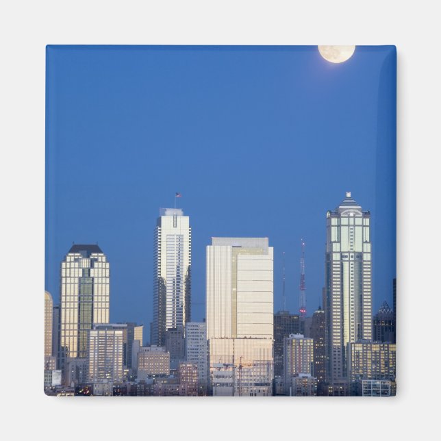 WA, Seattle, Seattle skyline and Elliott Bay 4 Magnet (Front)