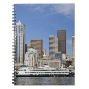 WA, Seattle, Seattle skyline with ferry boat Notebook
