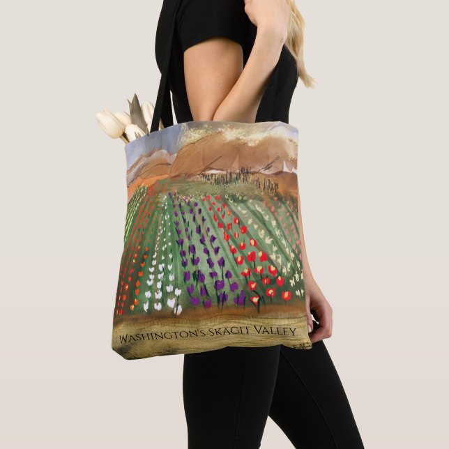 WA Skagit Valley Tulip Fields Spring Dreaming Tote Bag (Close Up)