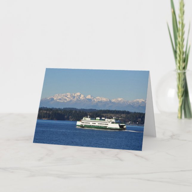 WA ST Ferry and Olympic Mountains - Frameable Art Card (Front)