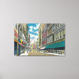 WA Street Downtown Shopping District Scene Canvas Print