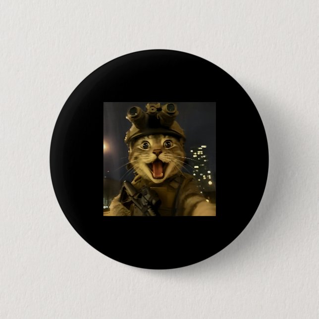 Waactical Cat Meme  2 Inch Round Button (Front)
