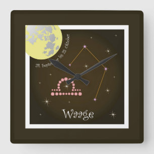 Waage 24. September bis 23. Oktober Uhr Square Wall Clock