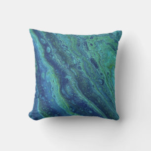 Wabash 2 Cool Blue Green Abstract Pillow