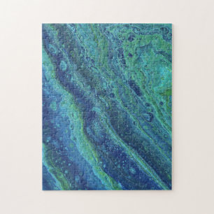 Wabash 2 Cool Blue Green Abstract Puzzle