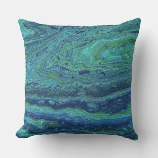 Wabash 3 Cool Blue Green Abstract Pillow