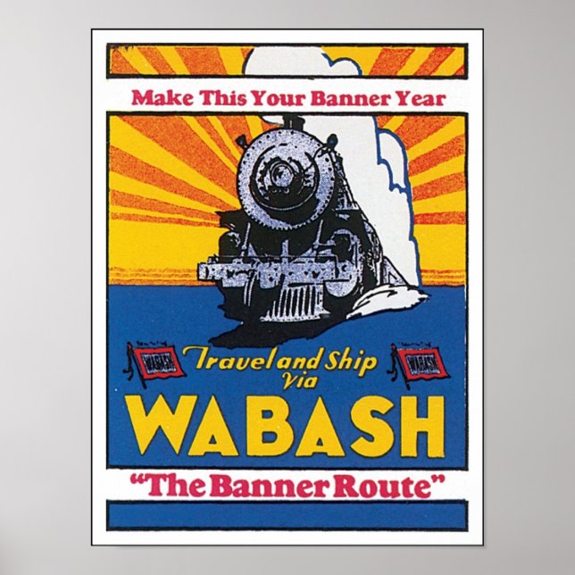 Wabash Banner Route Affiche ferroviaire (Devant)