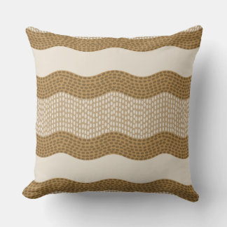 Wabi Sabi Abstract River, Caramel, Cream Throw Pillow