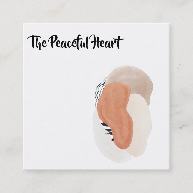 *~* Wabi Sabi Abstract Simple Minimal Ink AR27 QR Square Business Card (Front)