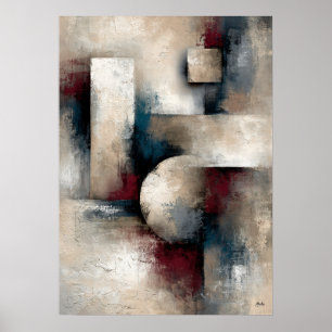 Wabi-Sabi Celestial Balance Modern Geometric Abstr Poster
