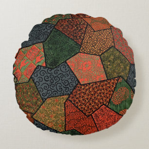 Wabi-Sabi Japanese Patchwork Round Pillow